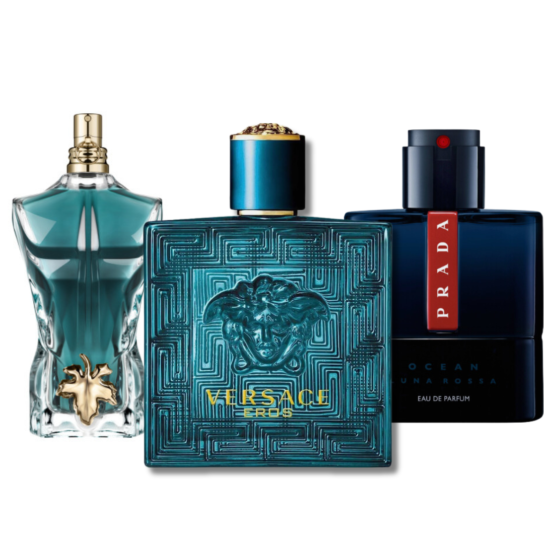 Lot de 3 parfums : PRADA LUNA ROSSA, VERSACE EROS & LE BEAU – 100 ml
