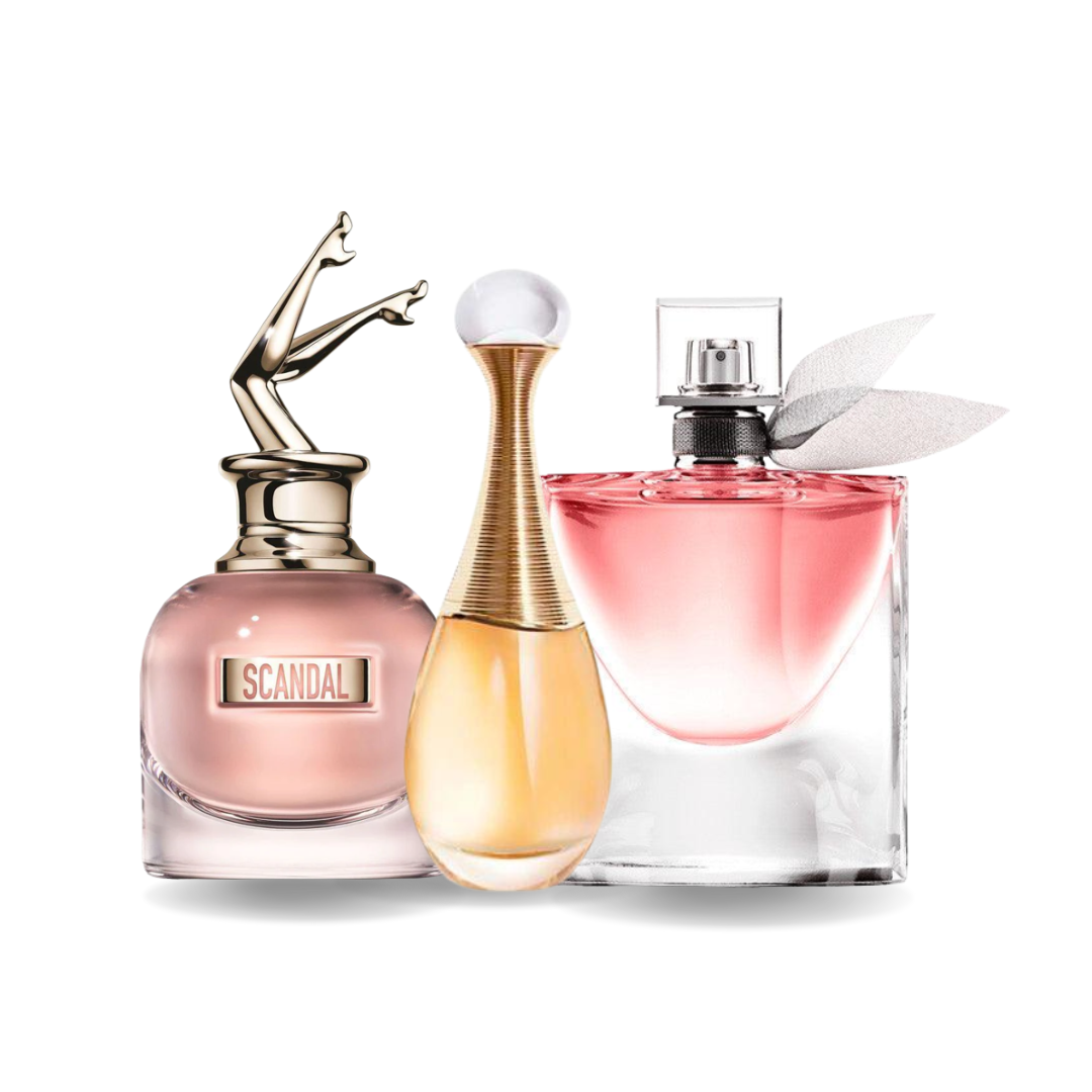 Lot de 3 parfums : SCANDAL, J’ADORE & LA VIE EST BELLE – 100 ml