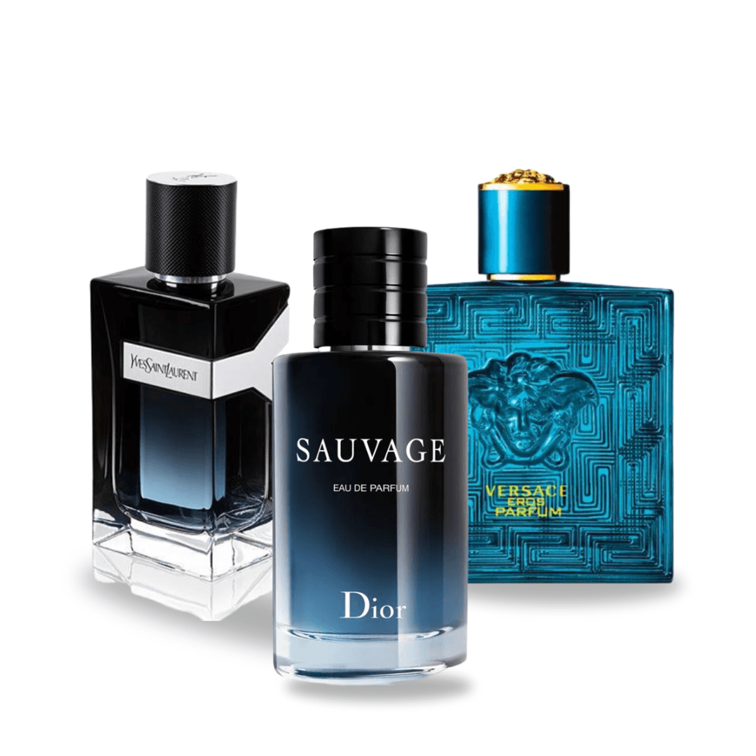 Coffret de 3 parfums : DIOR SAUVAGE, Y MEN et VERSACE EROS – 100 ml