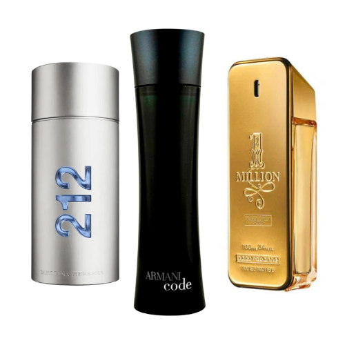 Lot de 3 parfums : 212 MEN NYC, ONE MILLION et ARMANI CODE HOMME – 100 ml