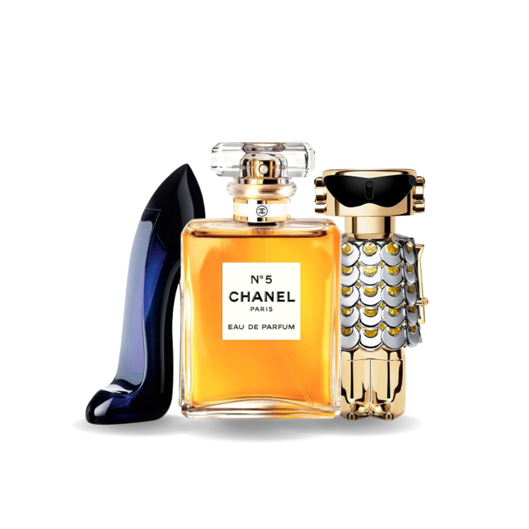 Lot de 3 parfums : GOOD GIRL, CHANEL Nº5 & FAME – 100 ml
