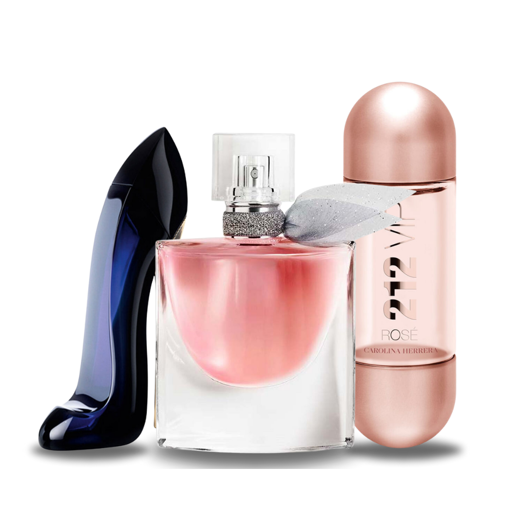 Lot de 3 parfums : GOOD GIRL, LA VIE EST BELLE & 212 VIP ROSÉ – 100 ml