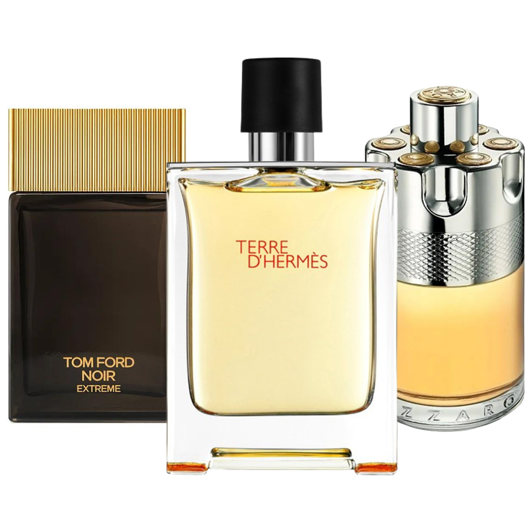 Pack de 3 parfums : TERRE D’HERMÈS, AZZARO WANTED & NOIR EXTREME – 100 ml
